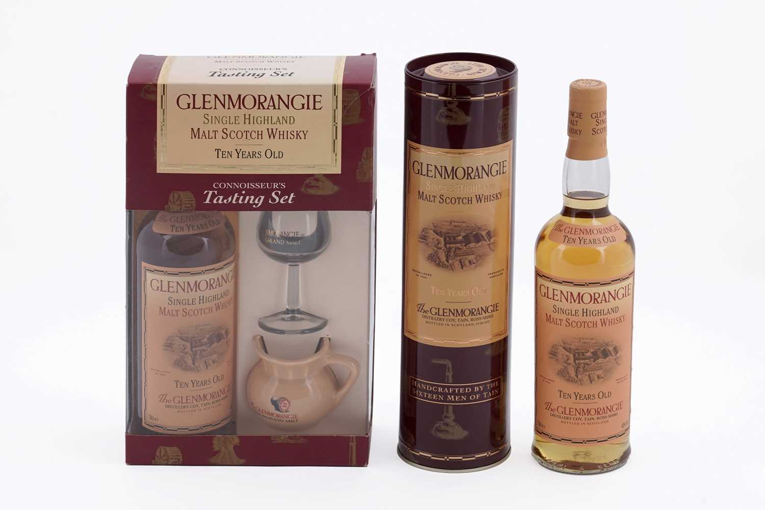 Lot 50 - A Glenmorangie 10 year old Single Malt Scotch Whisky tasting set; and another bottle