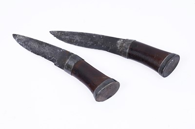 Lot 307 - A kukri with white metal grip; and two similar chakmak