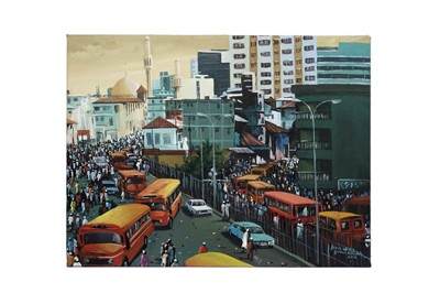 Lot 514 - Abdulsalam Abdulkareem - An African Street Scene | acrylic