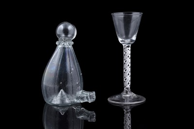 Lot 937 - A 18th Century wine glass; and a bird feeder