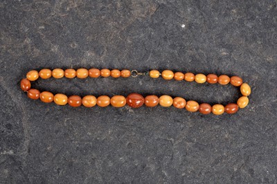 Lot 522 - A butterscotch amber bead necklace