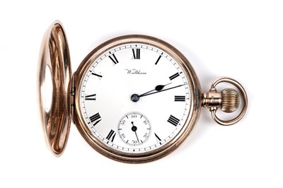 Lot 478 - Waltham: a 9ct yellow gold cased half-hunter pocket watch