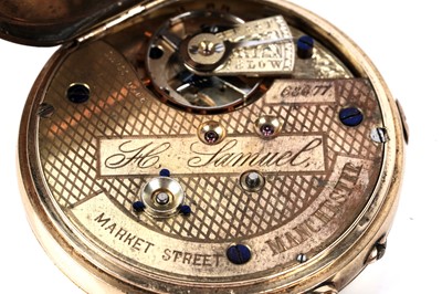 Lot 479 - H. Samuel, Market Street, Manchester: an 18ct yellow gold cased open faced pocket watch