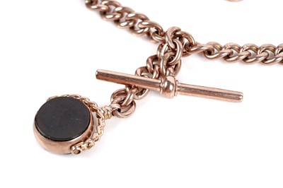 Lot 68 - A 9ct rose gold "Albert" curb-link double watch chain