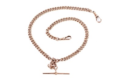 Lot 75 - A 9ct rose gold "Albert" curb-link double watch chain