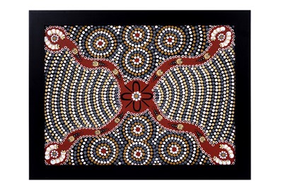 Lot 540 - Dianne Napangati Curtis - Women Digging for Honey Ants and Witchetty Grubs | acrylic