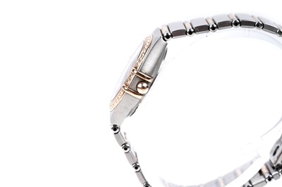 Lot 436 - Omega Constellation: a stainless steel, rose gold and diamond cased lady's wristwatch