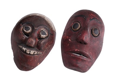 Lot 168 - A collection of 20th Century carved African figures; and four wicker work baskets