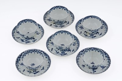 Lot 866 - Six Worcester blue and white tea bowls and saucers