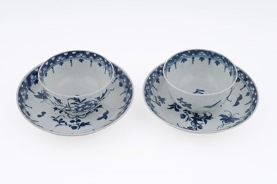 Lot 866 - Six Worcester blue and white tea bowls and saucers