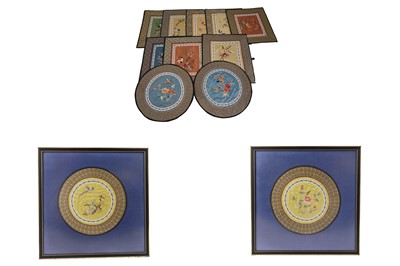 Lot 234 - A collection of twelve Chinese embroidered silk placemats