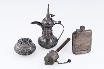 Lot 27 - A late 20th Century Omani silver coffee pot; and other items