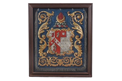 Lot 128 - A 19th Century painted and gilt silk family banner