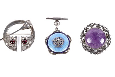Lot 16 - Three silver brooches including: an Ola Gorie penannular brooch