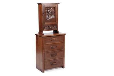 Lot 1046 - Pinwill Sister’s: an early 20th Century oak cabinet on chest