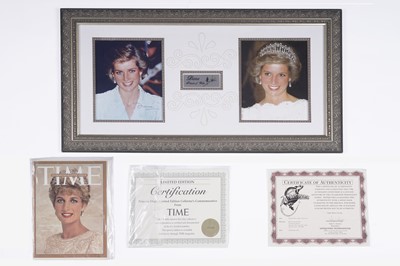 Lot 322 - Diana Frances Spencer: A signed photograph and commemorative edition of Time Magazine