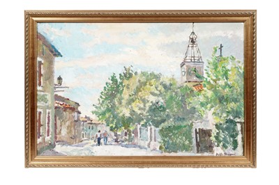 Lot 853 - Faith Sheppard - Walking by the church | oil