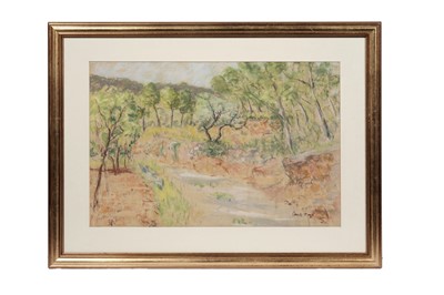 Lot 586 - In the manner of Paul Lucien Maze - An Afternoon by a Stream | pastel