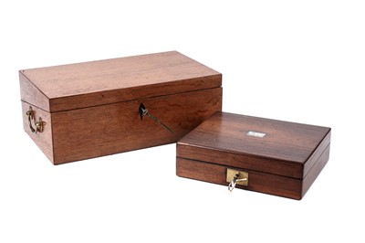 Lot 142 - A 19th Century oak writing slope; and a rosewood correspondence box
