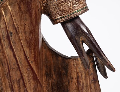 Lot 851 - A Burmese carved and giltwood 'jewelled' figure of Buddha