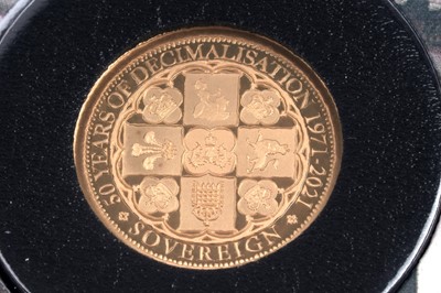 Lot 41 - A 2021 50th Anniversary of Decimalisation gold proof sovereign coin cover