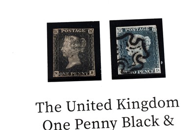 Lot 57 - Penny Black & Two Pence Blue Pair set, by Harrington & Byrne; and two coin sets