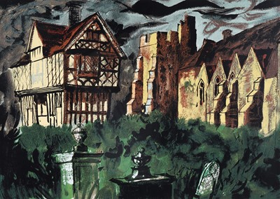 Lot 91 - John Edgerton Christmas Piper - Stokesay Castle | screenprint