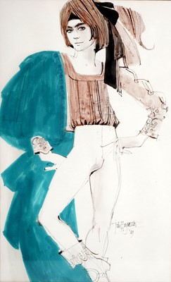 Lot 593 - John Hogarth - Three theatre costume studies | mixed media