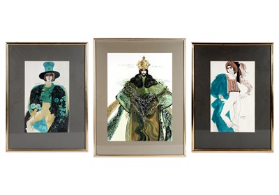 Lot 593 - John Hogarth - Three theatre costume studies | mixed media