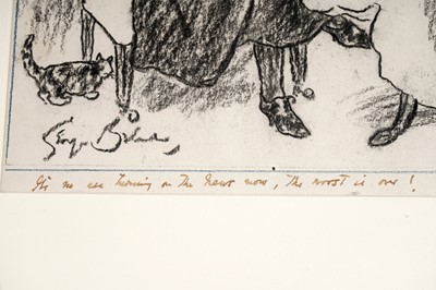 Lot 582 - George Frederick Arthur Belcher - It's no use turning on the news now, the worst is over! | charcoal