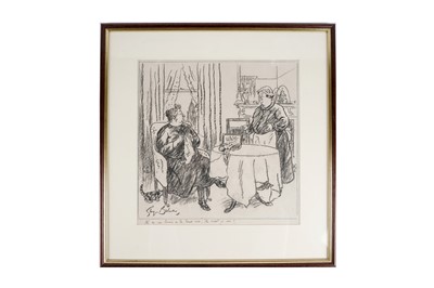 Lot 582 - George Frederick Arthur Belcher - It's no use turning on the news now, the worst is over! | charcoal