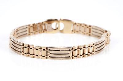 Lot 202 - A contemporary 18ct gold gate-link bracelet