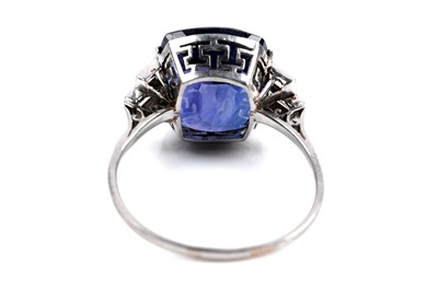 Lot 525 - An Art Deco Burmese sapphire and diamond ring