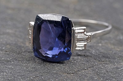 Lot 525 - An Art Deco Burmese sapphire and diamond ring