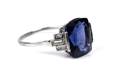 Lot 525 - An Art Deco Burmese sapphire and diamond ring