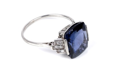 Lot 525 - An Art Deco Burmese sapphire and diamond ring