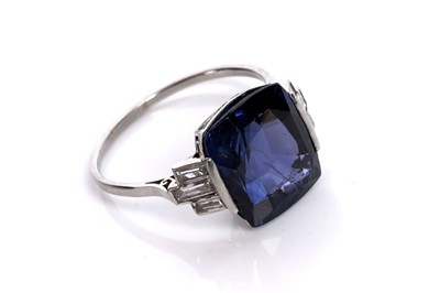 Lot 525 - An Art Deco Burmese sapphire and diamond ring
