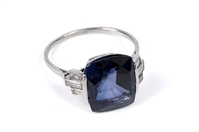 Lot 525 - An Art Deco Burmese sapphire and diamond ring