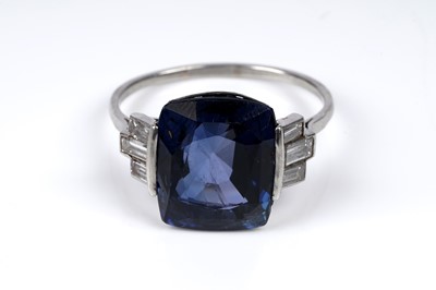 Lot 525 - An Art Deco Burmese sapphire and diamond ring