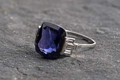 Lot 525 - An Art Deco Burmese sapphire and diamond ring
