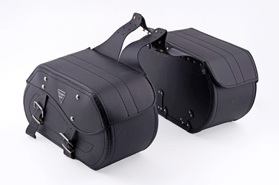 Lot 202 - A pair of black leather Triumph motorcycle panniers