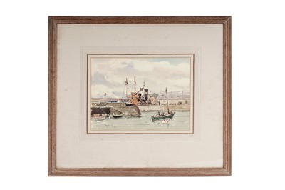 Lot 565 - Claude Muncaster - Dock Scene: Kirkwall | watercolour