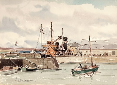 Lot 565 - Claude Muncaster - Dock Scene: Kirkwall | watercolour