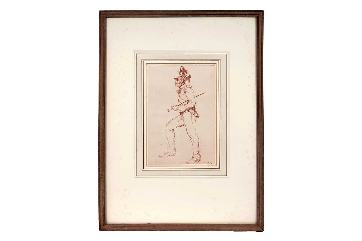 Lot 618 - Sir William Russell Flint - Bernard Clifton as the Recruiting Sergeant | pastel