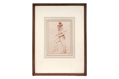 Lot 827 - Sir William Russell Flint - Bernard Clifton as the Recruiting Sergeant | pastel