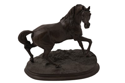 Lot 163 - A bronzed resin figural study of a horse
