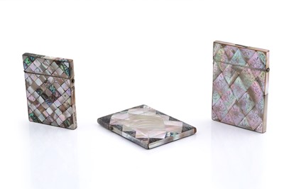 Lot 156 - Three Victorian mother of pearl and abalone card cases