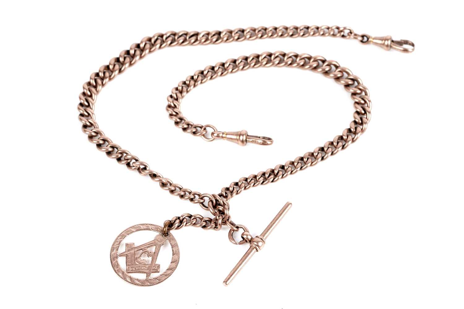 Lot 80 - A 9ct rose gold double "Albert" watch chain
