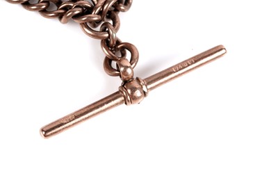 Lot 80 - A 9ct rose gold double "Albert" watch chain