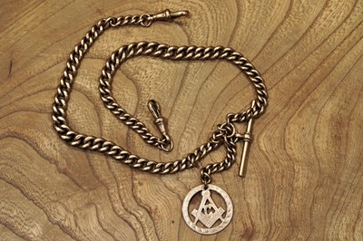 Lot 80 - A 9ct rose gold double "Albert" watch chain